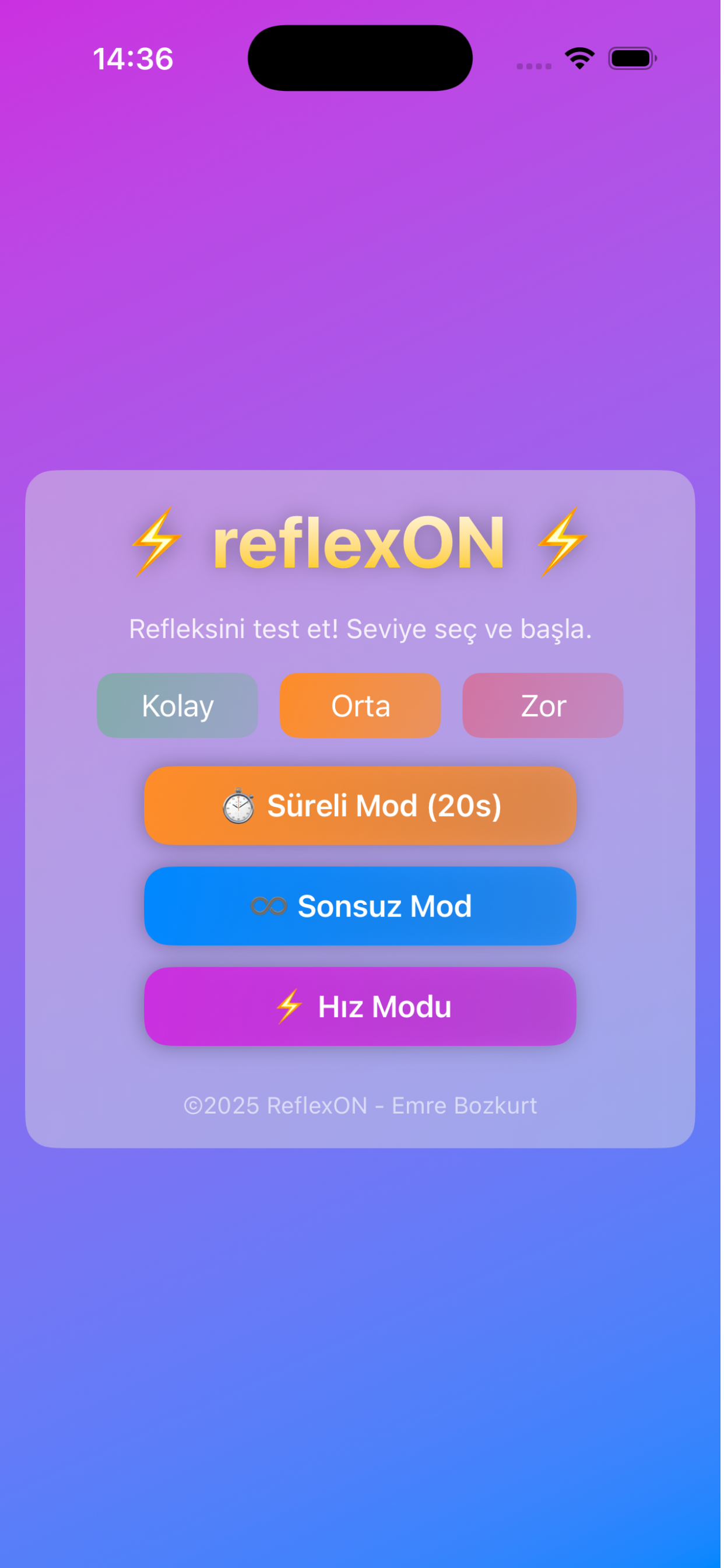 reflexON oyun ekranı